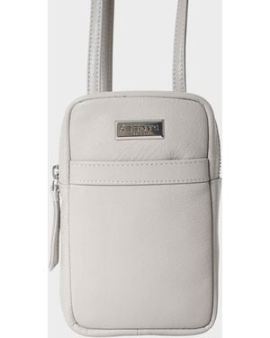 Assots London 'Leo' Real Leather Crossbody Mobile Phone Bag - Grey