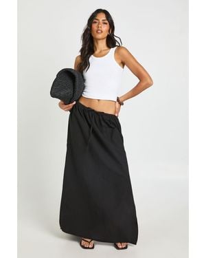 Boohoo Linen Drawstring Maxi Skirt - Black
