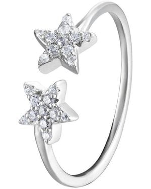 The Jewellery Stockroom Sterling Double Star Cz Ring - Metallic