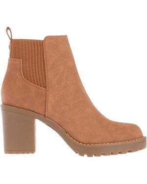 ONLY Faux Suede Blokhak Chelsea Laarzen (Cognac) - Bruin