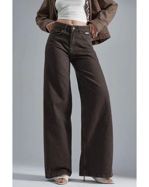 Hiccup 90's High Waist Wide Leg Denim Jeans - Black