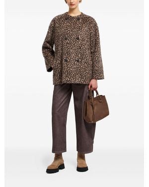 Emporio Armani Wool Double-Breasted Coat - Natural