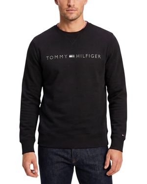 Tommy Hilfiger Tommy Fleece Sweatshirts Pullover Embroidered Tonal Logo Jumper - Black