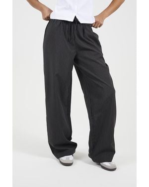 Brave Soul Stripe Straight Leg Suit Trousers - Black
