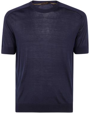 Moorer Norris Korte Mouwen Trui - Blauw
