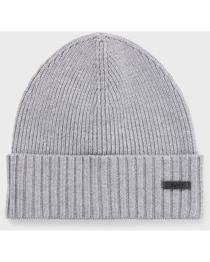 BOSS Fati Logo Plaque Beanie - Grey