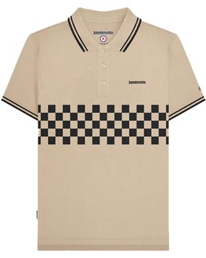 Lambretta Ss25 Two Tone Tipped Polo Shirt Cotton - Natural