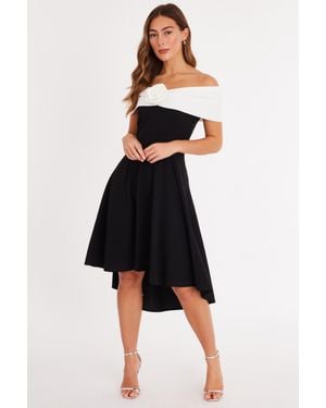 Quiz Corsage Dip Hem Midi Dress - Black