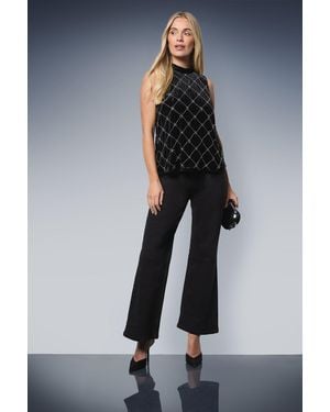 Wallis Petite Occasion Velvet Embellished Top - Blue