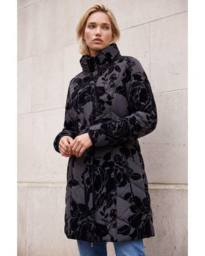 Roman Rose Flocked Coat - Blue