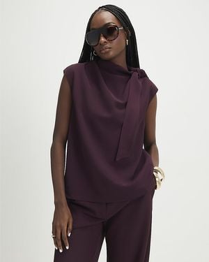 River Island Top Asymmetric Tie Neck - Purple