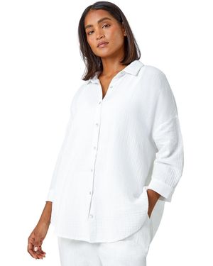 Roman Cotton Textured Button Shirt - White