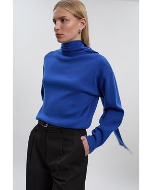 Karen Millen Cashmere Blend Scarf Neck Jumper - Blue