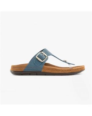 Rohde 5860 Ladies Leather Mule Sandals Jeans - Blue