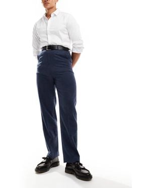 ASOS Smart High Waist Straight Leg Wool Mix Trousers - Blue