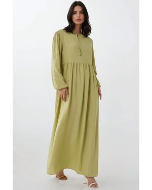 Hiccup Maxi Dress With A-Form Fit And Crew Neck - Green
