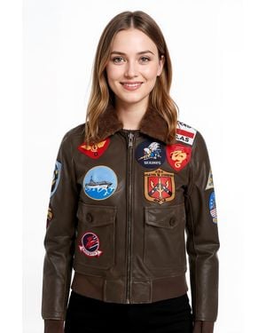 Infinity Leather A2 Top Gun Bomber Jacket-Kimberley - Black