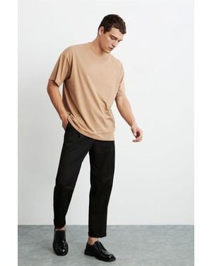 Grimelange Oversized Ribbed Crew Neck T-Shirt - Natural