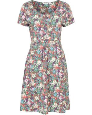 Mountain Warehouse Orchid Patterned Uv Summer Dress With Side Pockets Holiday Beach Cotton - White