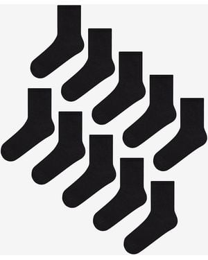 Penti 10-Pack Ribbed Crew Socks - Black