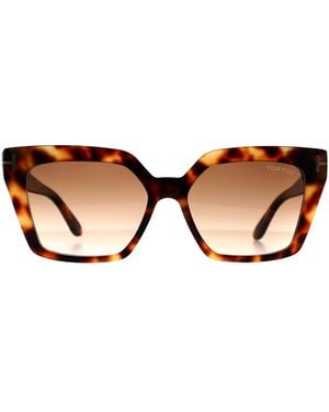 Tom Ford Cat Eye Shiny Havana Gradient Winona Ft1030 - Brown