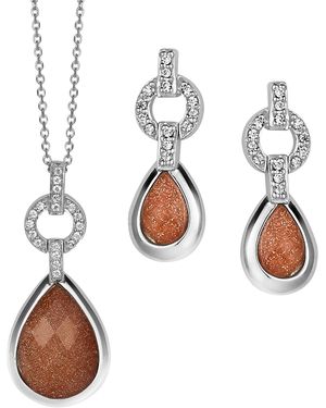 Orphelia 925 Sterling Set: Chain-Pendant + Earrings - White