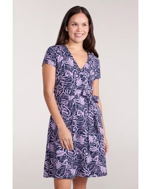 Mountain Warehouse 'Santorini' Jersey Wrap Dress With Pockets Summer Comfy Outfit Cotton - Purple