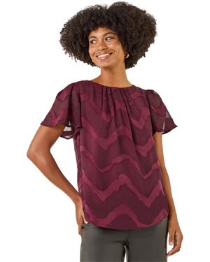 Roman Jacquard Zig Zag Top - Purple