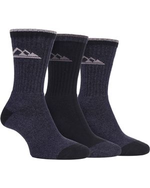 Storm Bloc 3 Pairs Ladies Lightweight Breathable Hiking Socks With Arch Support - Blue