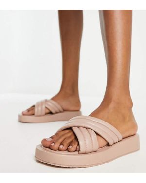 Simply Be Wide Fit Padded Flatform Sandals - Brown