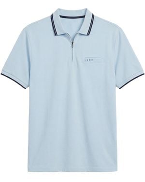 Jack & Jones Lichtblauwe Polo Big & Tall Ritssluiting Katoen