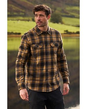 Mountain Warehouse 'Trace' Flannel Shirt 100% Cotton Long Sleeve Everyday Casual Winter Top - Green