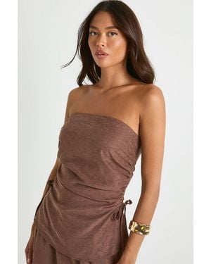 Boohoo Peached Longline Bandeau - Brown