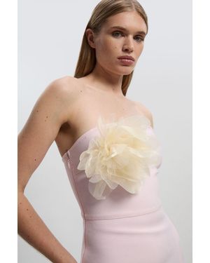 Karen Millen Figure Form Bandage Rosette Knit Midi Dress - Pink