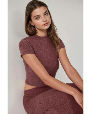 Hiccup Slim Fit Knitted Crop Blouse - Red
