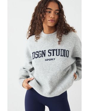 DSGN Studio Knitted Oversized Crew Neck Jumper - Grey