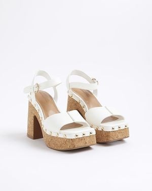 River Island Heeled Sandals Cork Platform Pu - White