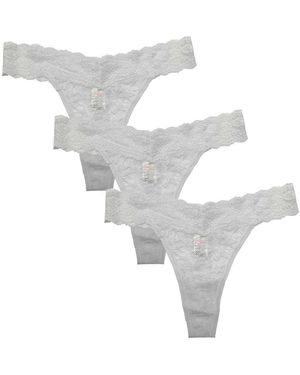 Be You String Met Bloemenmotief En Kant (Set Van 3) - Wit