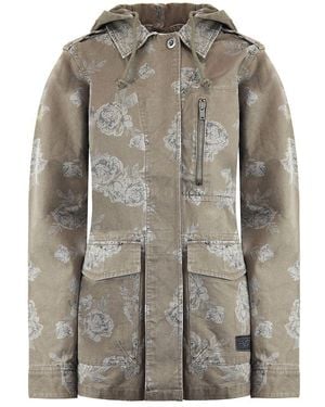 Vans Off The Wall Coffey Hooded Jacket Floral Khaki X3V1Le A51B - Grey