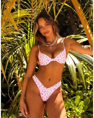 Kulani Kinis Flamingo Flora Y Cheeky Bikini Bottom - Green