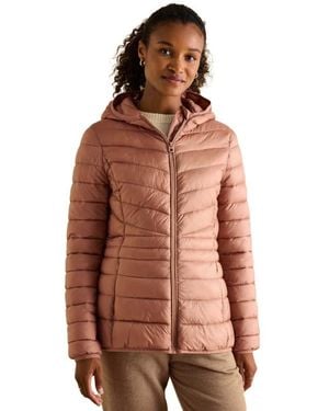 Joules Kenley Full Zip Quilted Hooded Coat - Brown