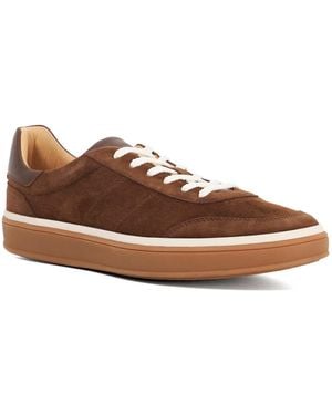 Dune Tony Wf Wide Fit Suede Lace-Up Trainers - Brown