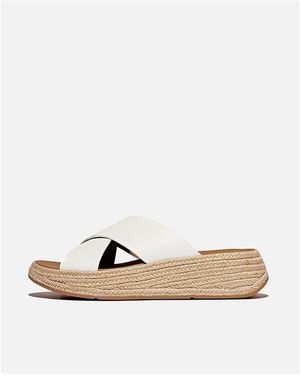 Fitflop F-Mode Espadrille Leren Flatform Cross Sandalen - Wit