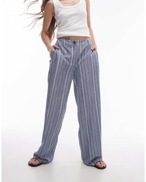 TOPSHOP Low Slung Tailored Stripe Trouser - Blue