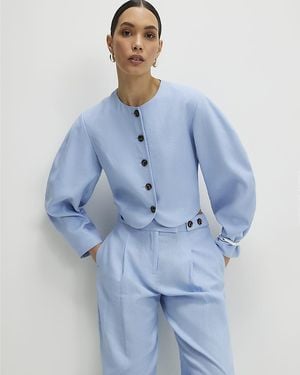 River Island Jacket Linen Blend Balloon Sleeve - Blue