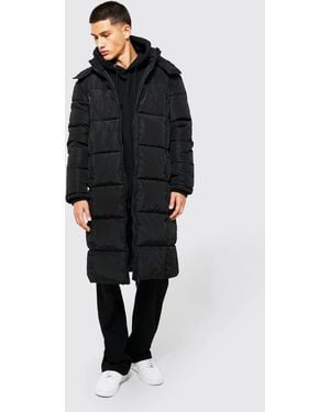 BoohooMAN Longline Duvet Puffer In Black