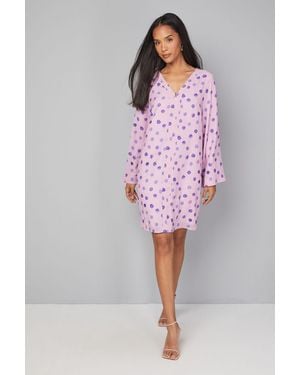 Wallis Polka Dot Zip Shift Dress - Pink