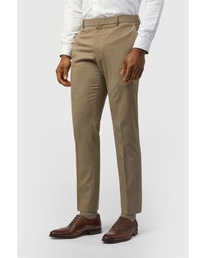 Limehaus Flat Fronted Slim Fit Suit Trousers - Natural