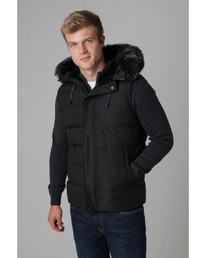 Nines Padded Gilet With Faux Fur-Lined Hood - Grey