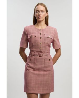 Karen Millen Tailored Check Belted Mini Dress